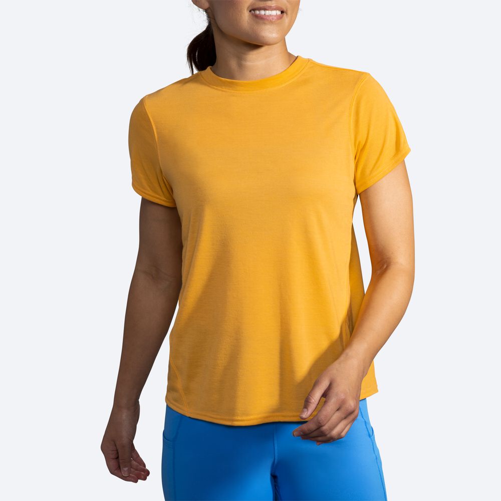 Brooks Distance Short Sleeve Női Póló Sárga | HU613258