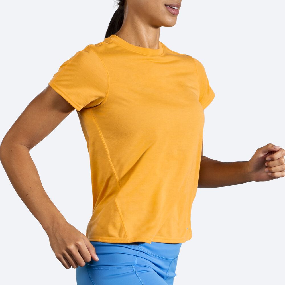 Brooks Distance Short Sleeve Női Póló Sárga | HU613258