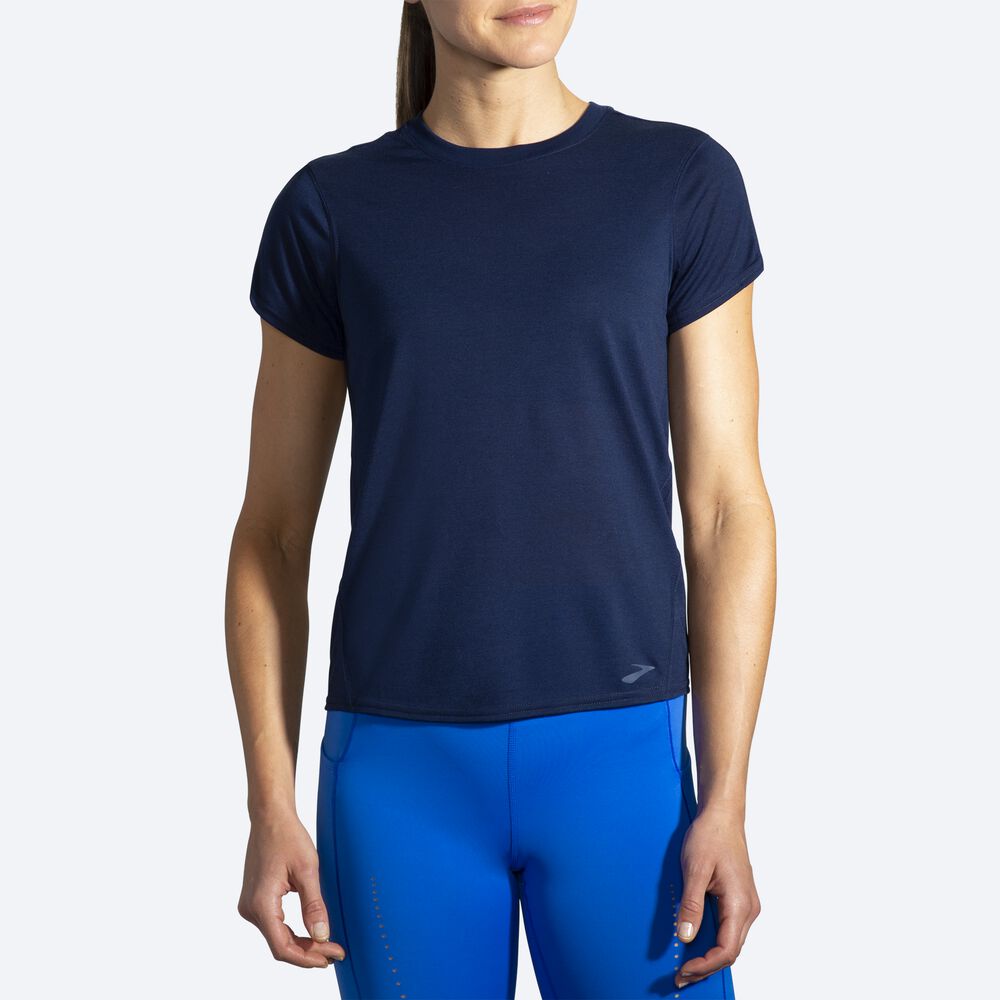 Brooks Distance Short Sleeve Női Póló Sötétkék | HU451736