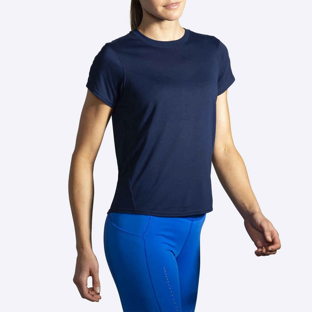 Brooks Distance Short Sleeve Női Póló Sötétkék | HU451736