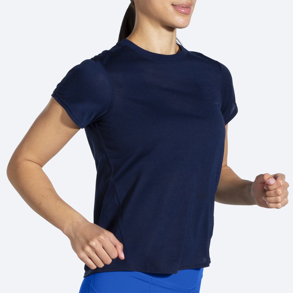 Brooks Distance Short Sleeve Női Póló Sötétkék | HU451736