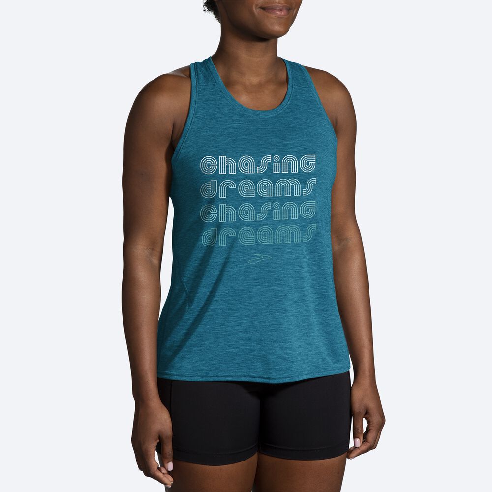 Brooks Distance Tank 2.0 Női Ujjatlan Póló Kék | HU509418