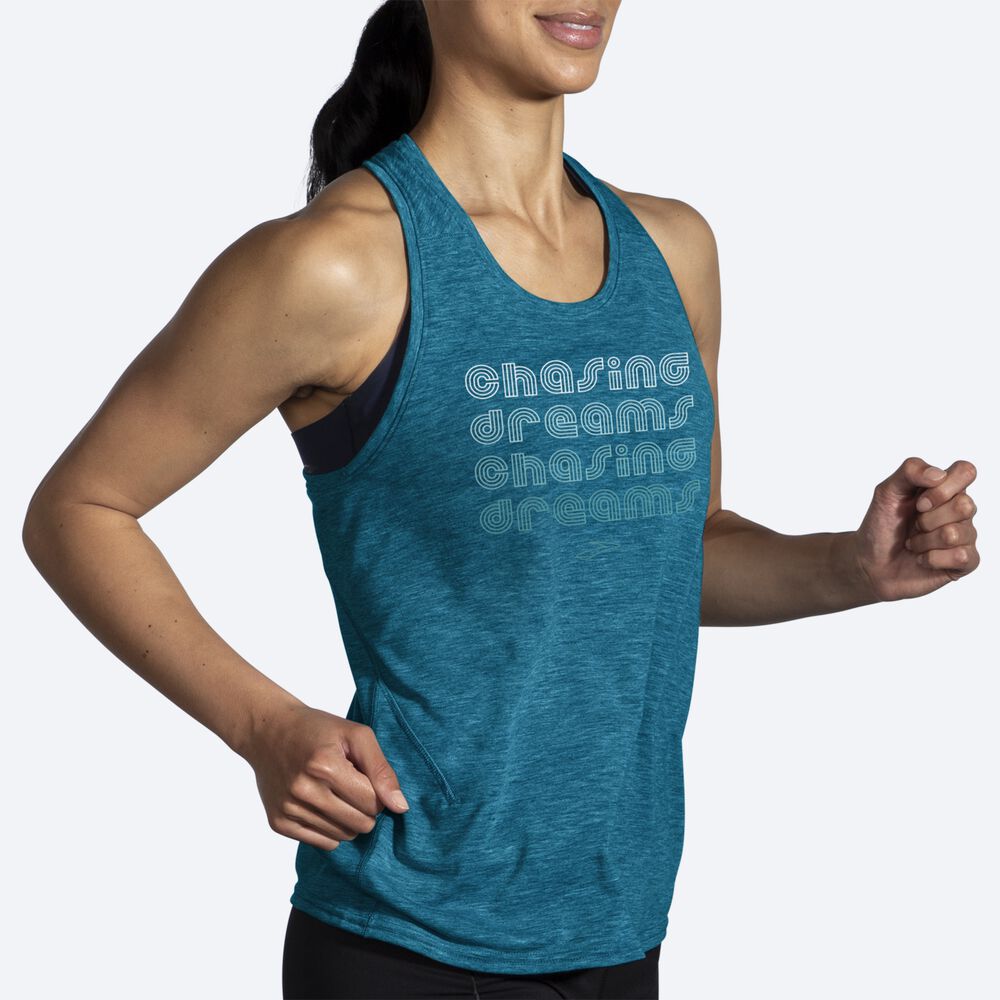 Brooks Distance Tank 2.0 Női Ujjatlan Póló Kék | HU509418