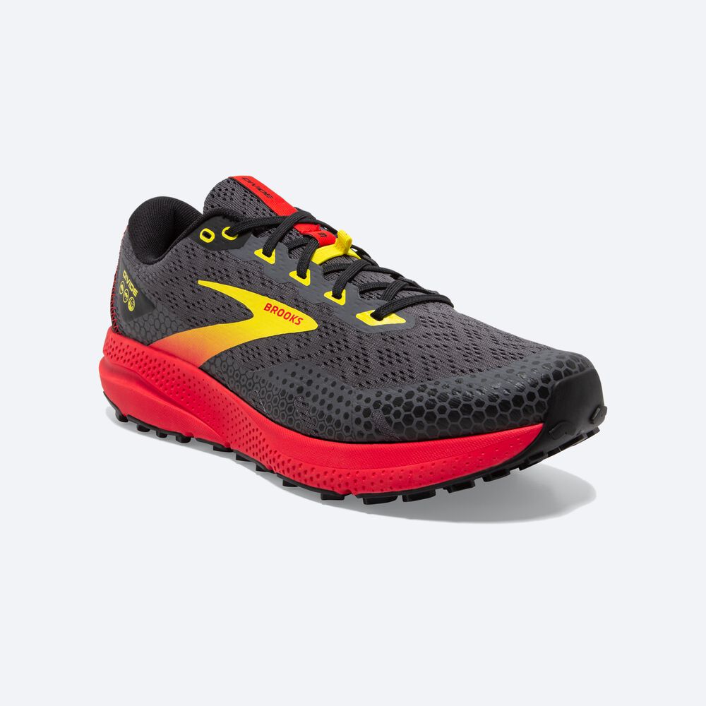 Brooks Divide 3 Férfi Terepfutó Cipő Fekete/Piros/Sárga | HU410356