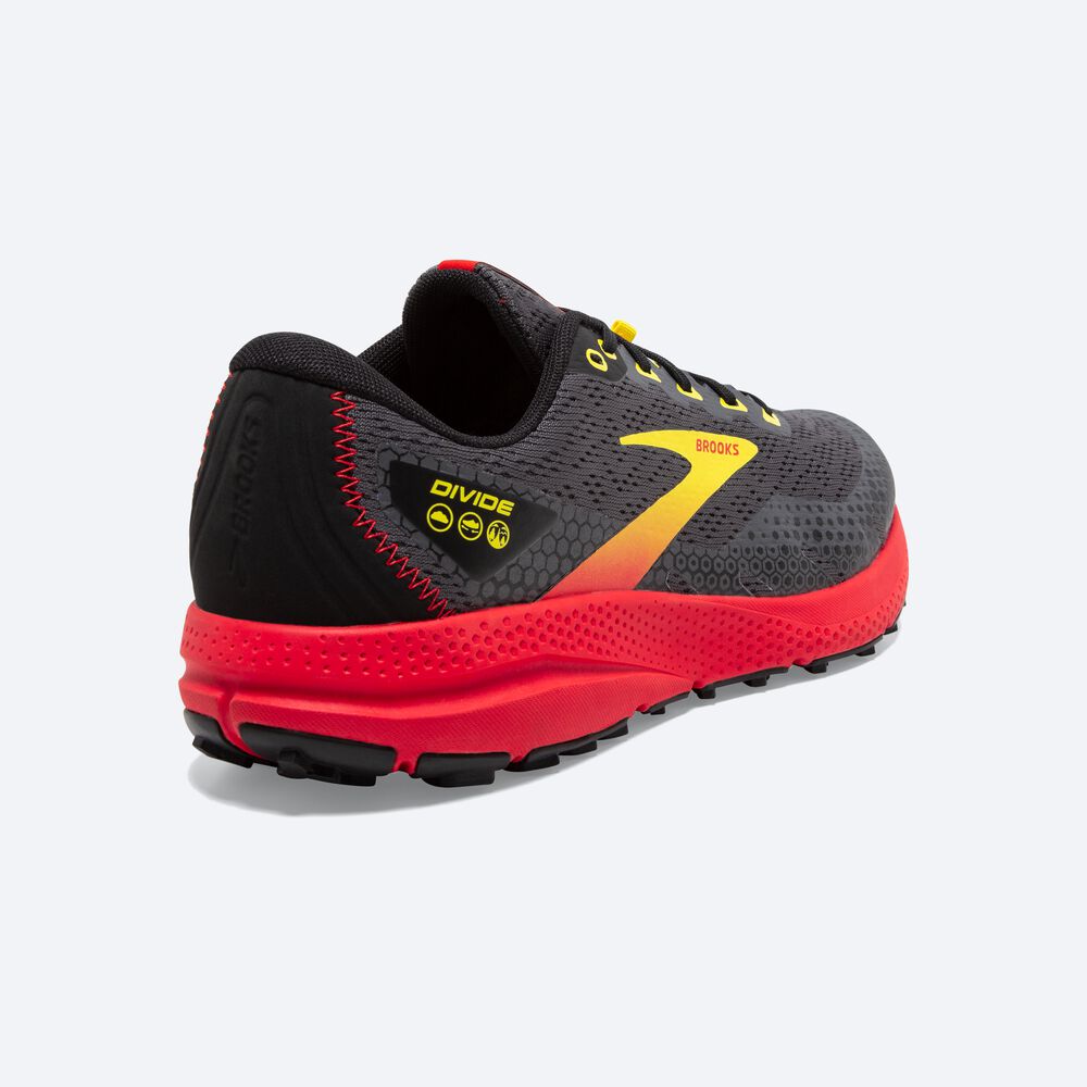 Brooks Divide 3 Férfi Terepfutó Cipő Fekete/Piros/Sárga | HU410356