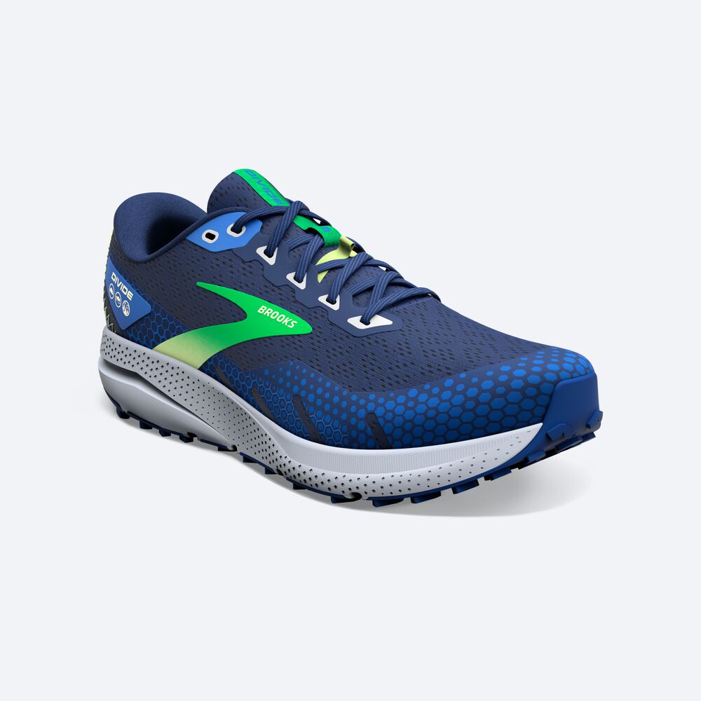 Brooks Divide 3 Férfi Terepfutó Cipő Kék/Zöld/Szürke | HU541706