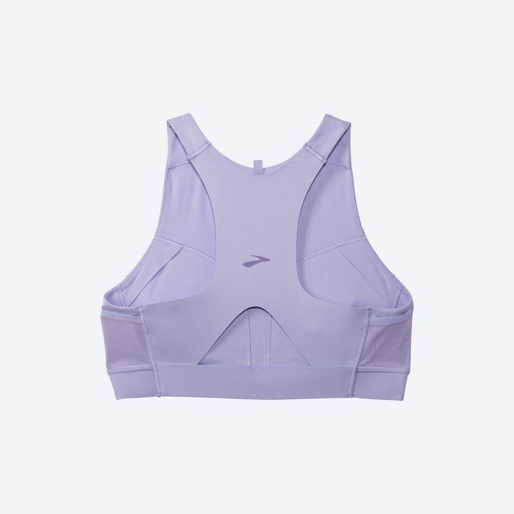 Brooks Drive 3 Pocket Run Bra Női Sportmelltartó Lila Szürke | HU102346