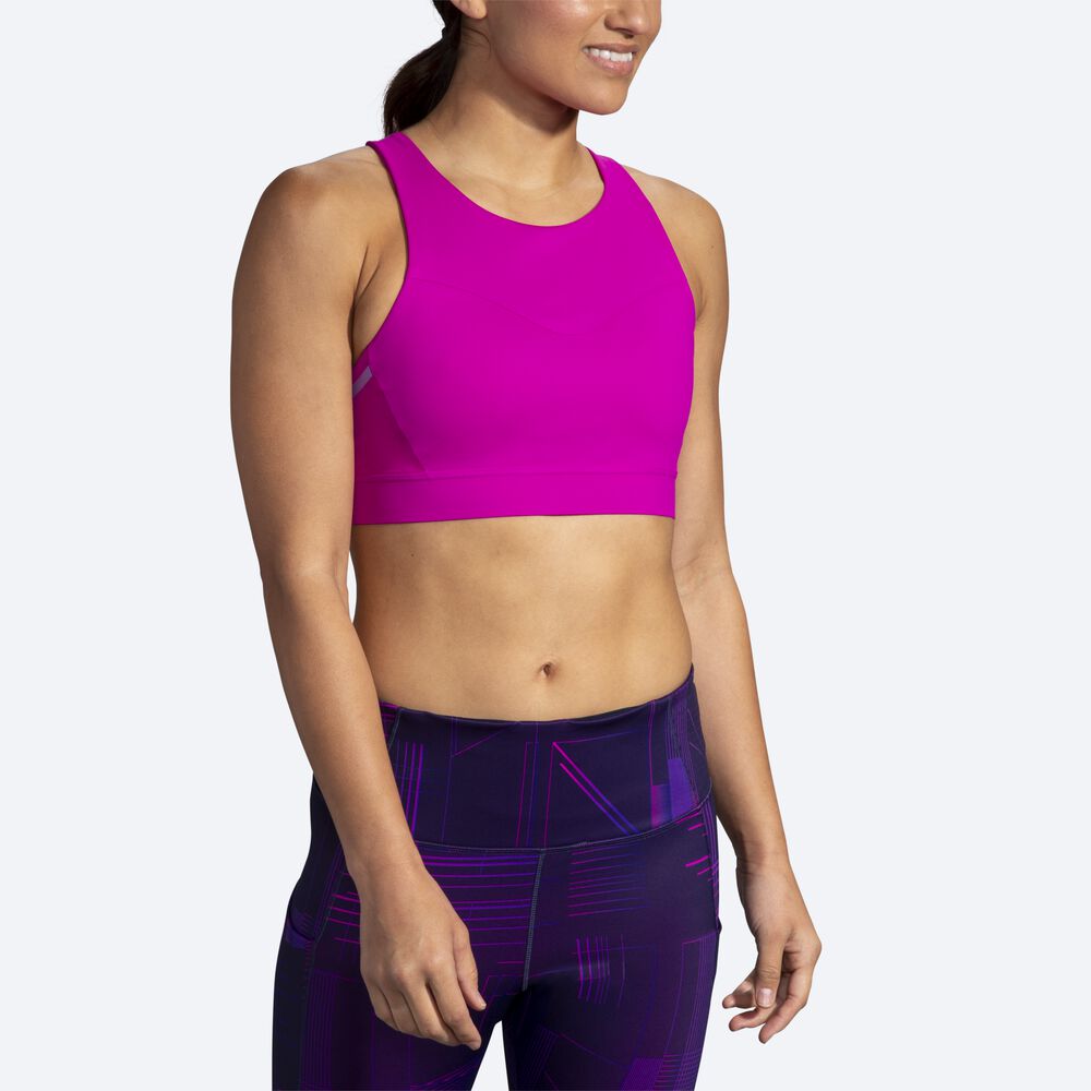 Brooks Drive 3 Pocket Run Bra Női Sportmelltartó Rózsaszín | HU268401