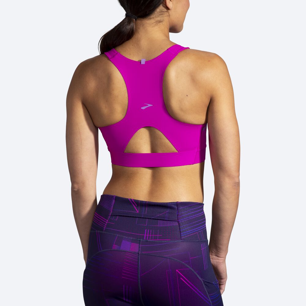 Brooks Drive 3 Pocket Run Bra Női Sportmelltartó Rózsaszín | HU268401