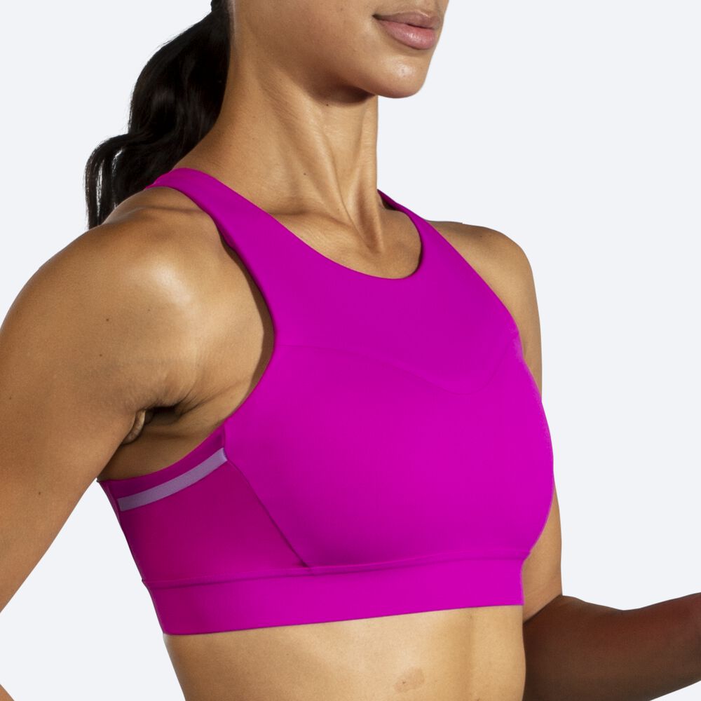 Brooks Drive 3 Pocket Run Bra Női Sportmelltartó Rózsaszín | HU268401