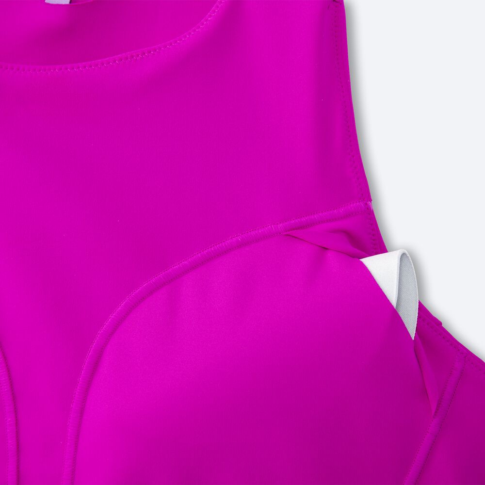 Brooks Drive 3 Pocket Run Bra Női Sportmelltartó Rózsaszín | HU268401