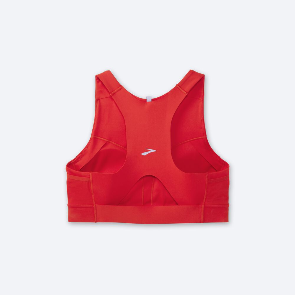 Brooks Drive 3 Pocket Run Bra Női Sportmelltartó Piros | HU518607