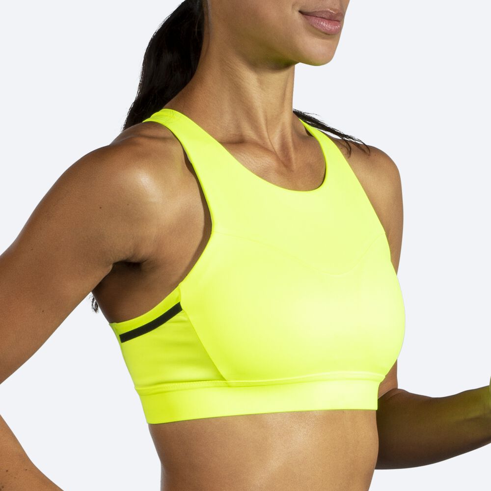 Brooks Drive 3 Pocket Run Bra Női Sportmelltartó Sárga | HU529467