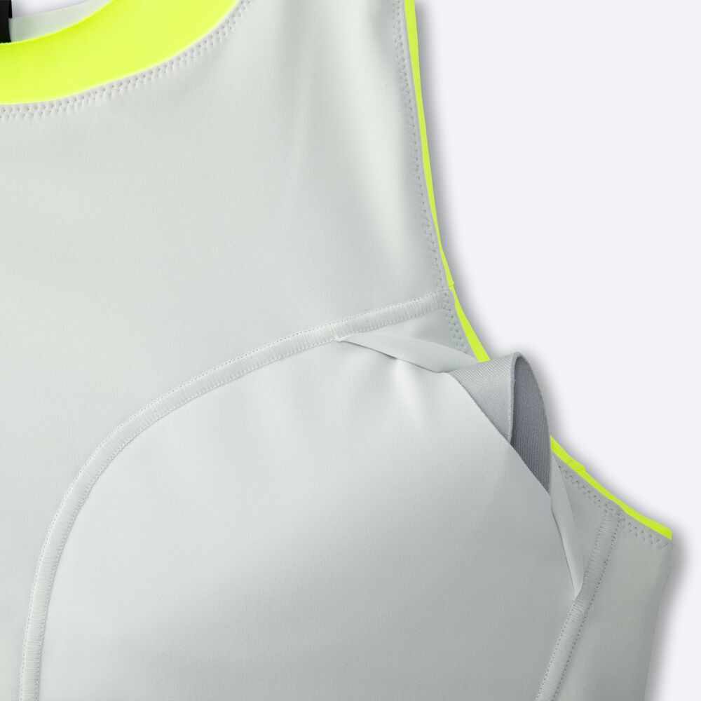 Brooks Drive 3 Pocket Run Bra Női Sportmelltartó Sárga | HU529467