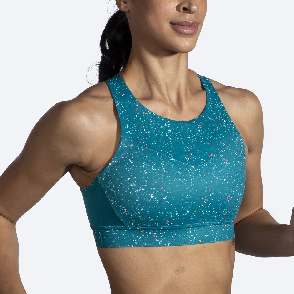 Brooks Drive 3 Pocket Run Bra Női Sportmelltartó Zöld | HU753624