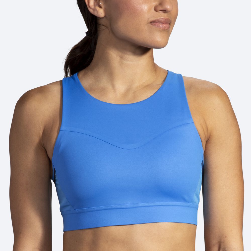 Brooks Drive 3 Pocket Run Bra Női Sportmelltartó Kék | HU840769