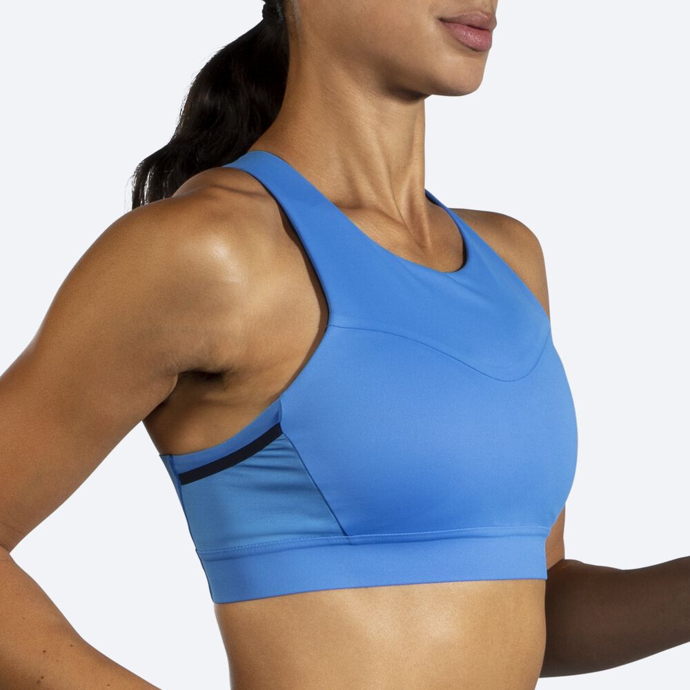 Brooks Drive 3 Pocket Run Bra Női Sportmelltartó Kék | HU840769