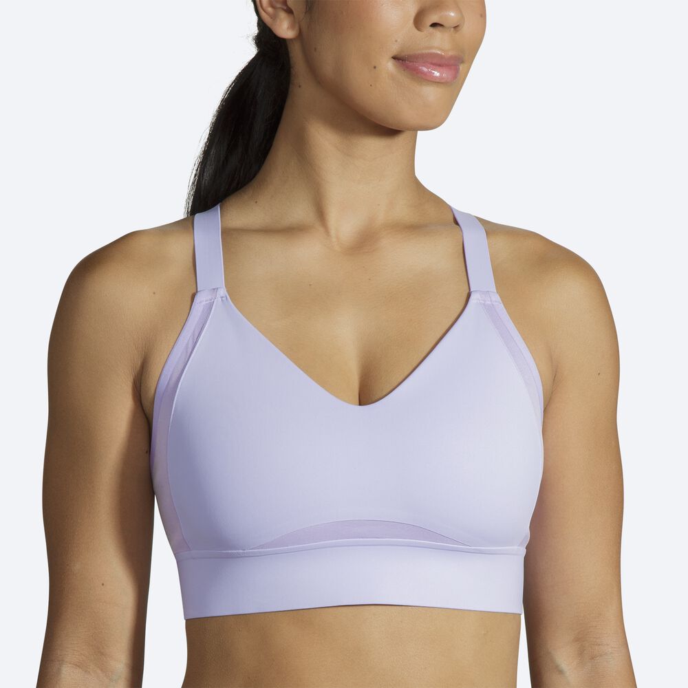 Brooks Drive Interlace Run Bra Női Sportmelltartó Lila Szürke | HU069574