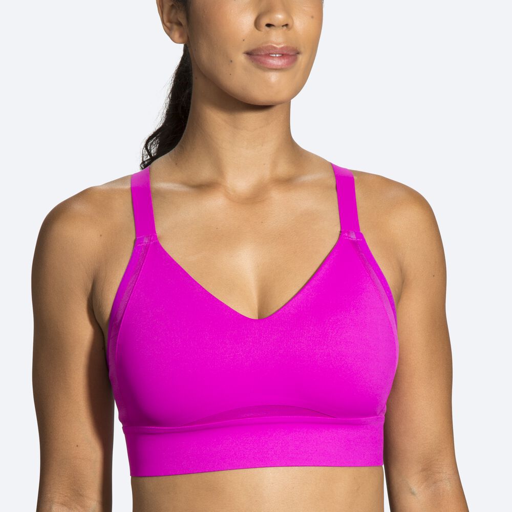 Brooks Drive Interlace Run Bra Női Sportmelltartó Rózsaszín/Lila | HU721850