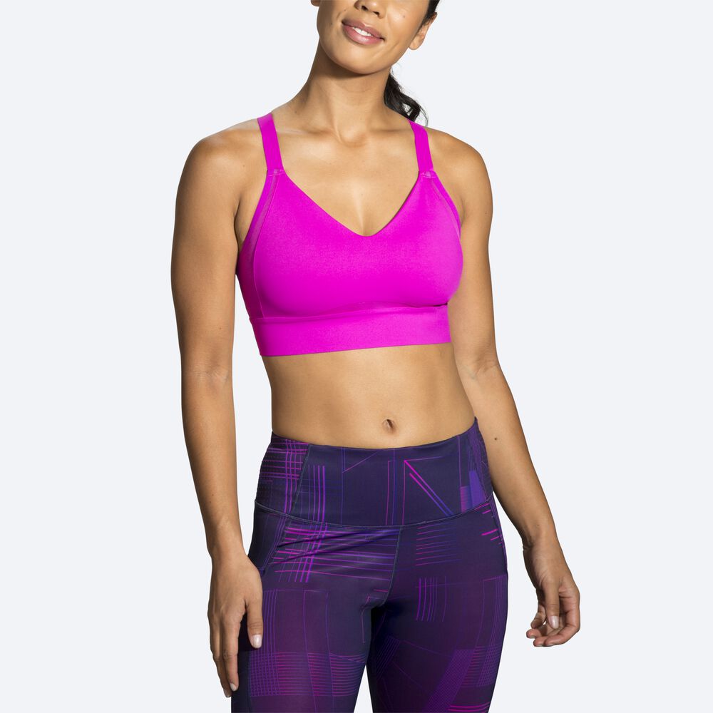 Brooks Drive Interlace Run Bra Női Sportmelltartó Rózsaszín/Lila | HU721850