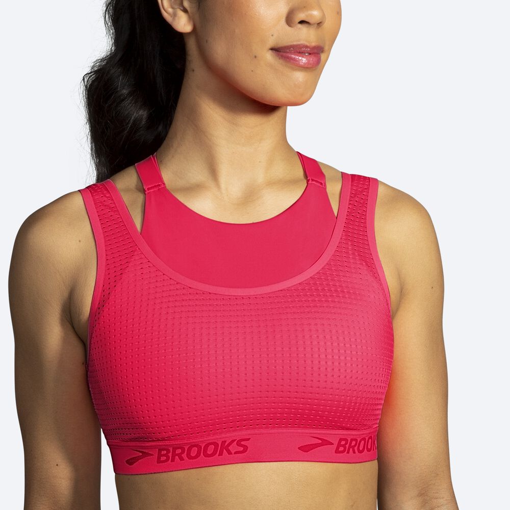 Brooks Drive Mesh Run Bra Női Sportmelltartó Rózsaszín | HU052349