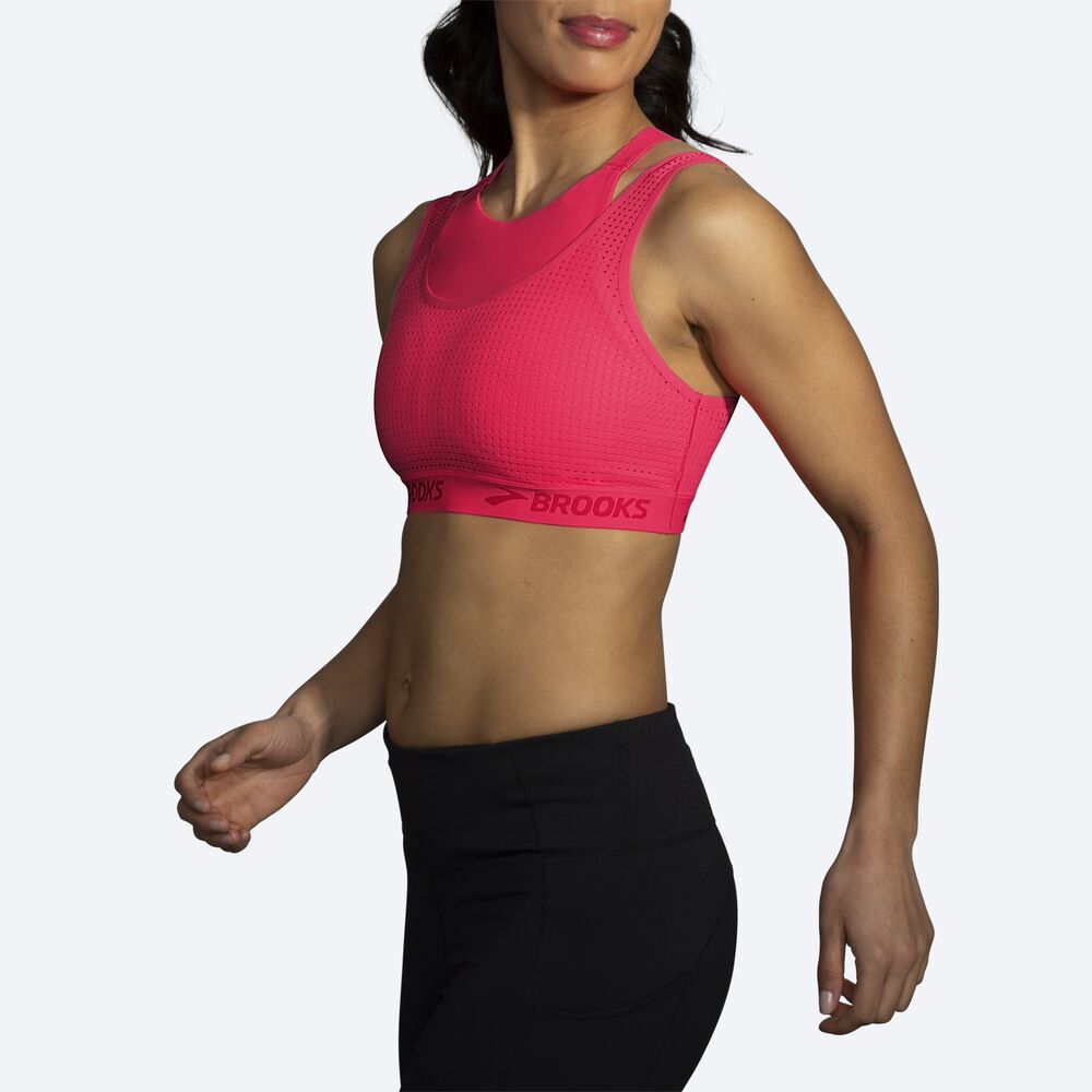 Brooks Drive Mesh Run Bra Női Sportmelltartó Rózsaszín | HU052349