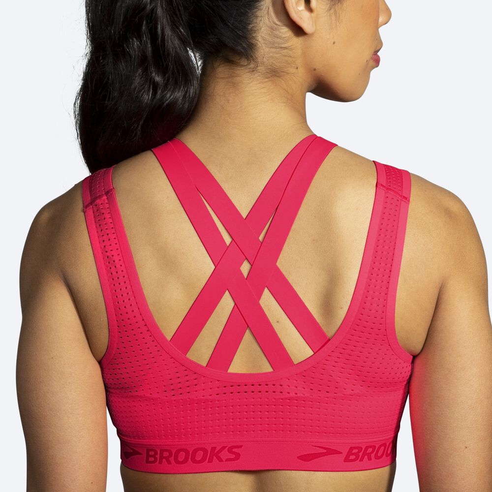 Brooks Drive Mesh Run Bra Női Sportmelltartó Rózsaszín | HU052349