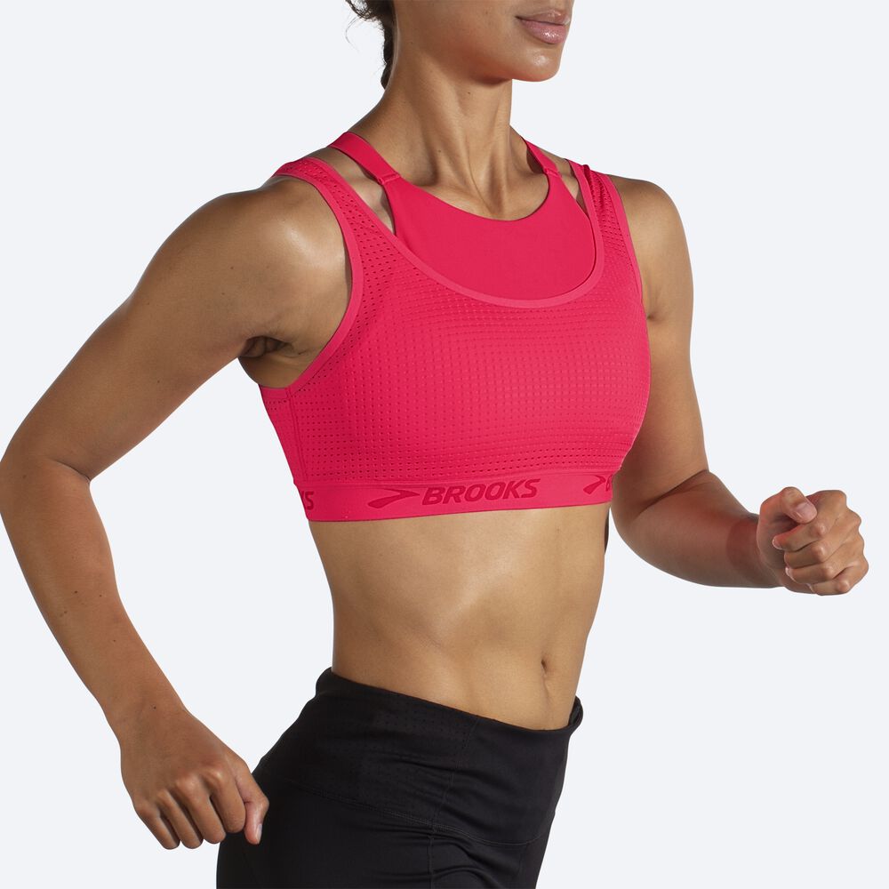 Brooks Drive Mesh Run Bra Női Sportmelltartó Rózsaszín | HU052349