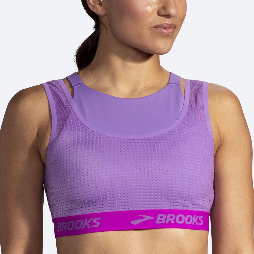 Brooks Drive Mesh Run Bra Női Sportmelltartó Lila | HU058927