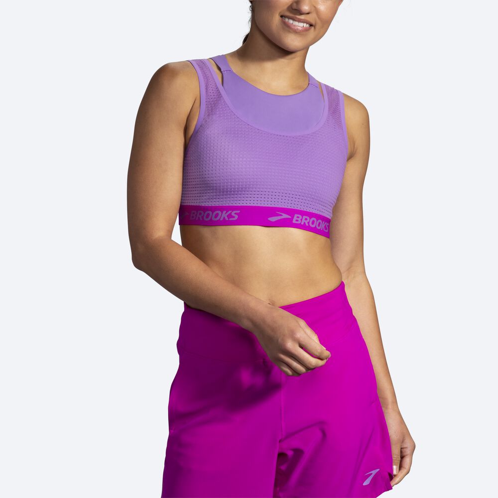 Brooks Drive Mesh Run Bra Női Sportmelltartó Lila | HU058927