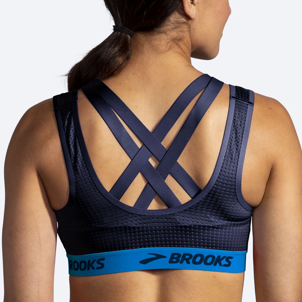 Brooks Drive Mesh Run Bra Női Sportmelltartó Sötétkék/Kék | HU253798