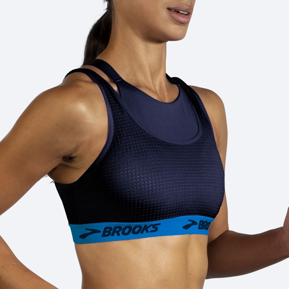 Brooks Drive Mesh Run Bra Női Sportmelltartó Sötétkék/Kék | HU253798