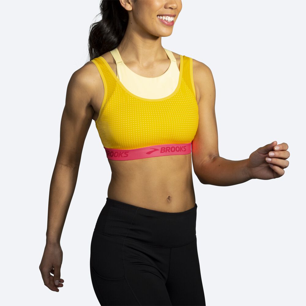 Brooks Drive Mesh Run Bra Női Sportmelltartó Barna/Narancssárga | HU427851