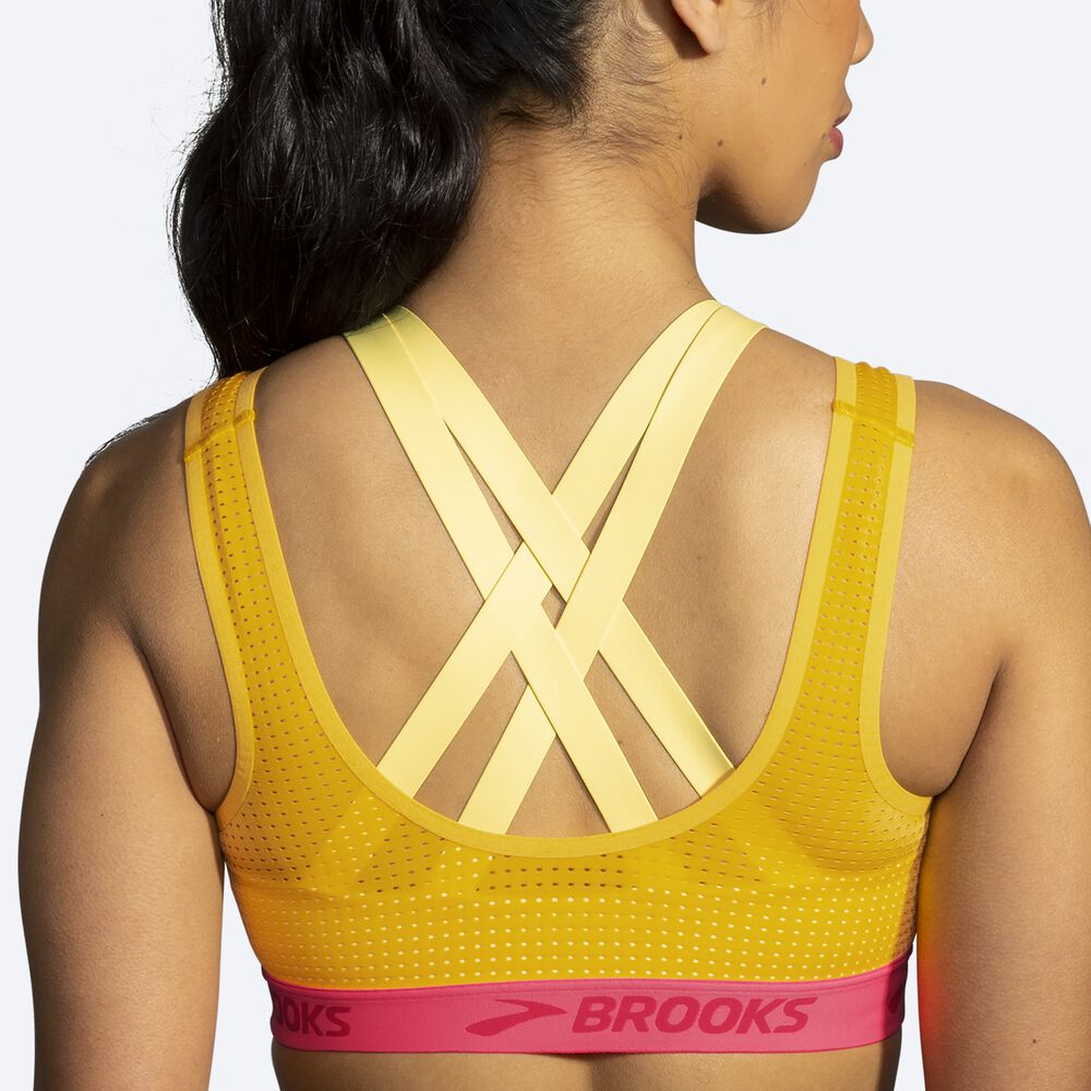 Brooks Drive Mesh Run Bra Női Sportmelltartó Barna/Narancssárga | HU427851