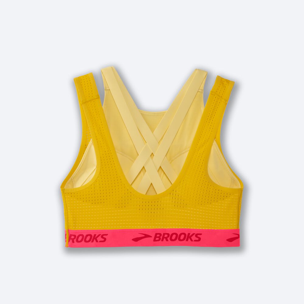 Brooks Drive Mesh Run Bra Női Sportmelltartó Barna/Narancssárga | HU427851