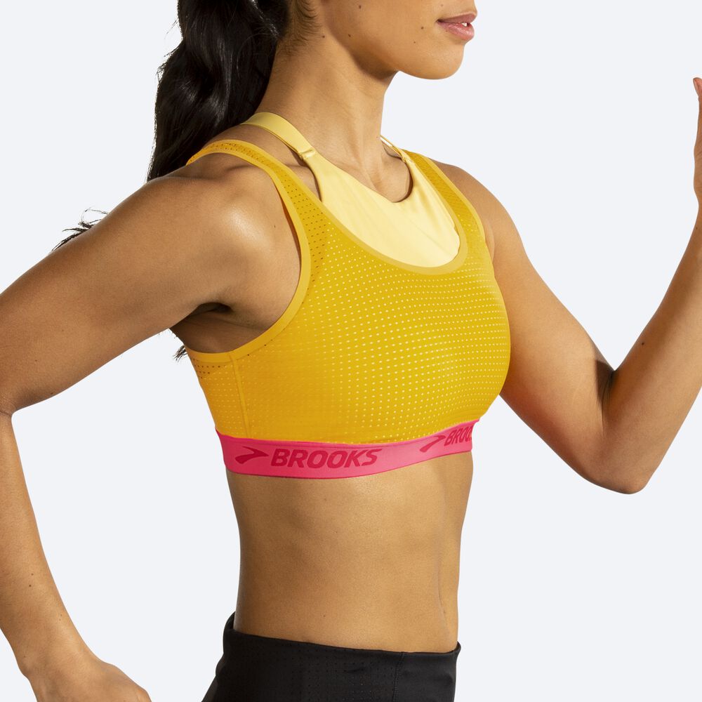 Brooks Drive Mesh Run Bra Női Sportmelltartó Barna/Narancssárga | HU427851