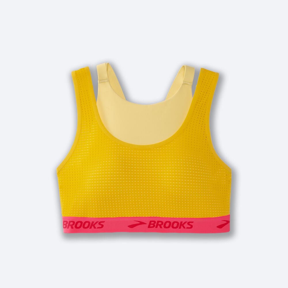 Brooks Drive Mesh Run Bra Női Sportmelltartó Barna/Narancssárga | HU427851