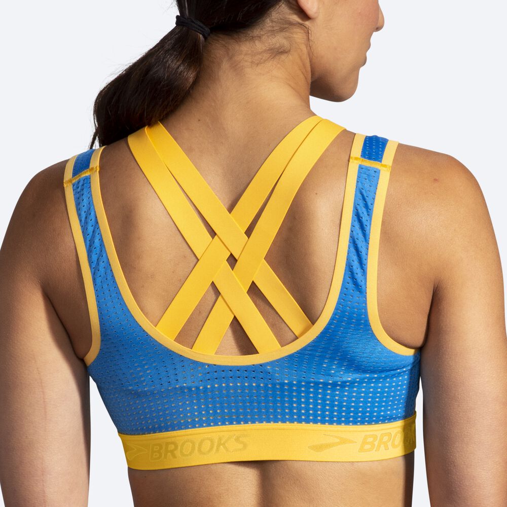 Brooks Drive Mesh Run Bra Női Sportmelltartó Sárga/Kék | HU452967