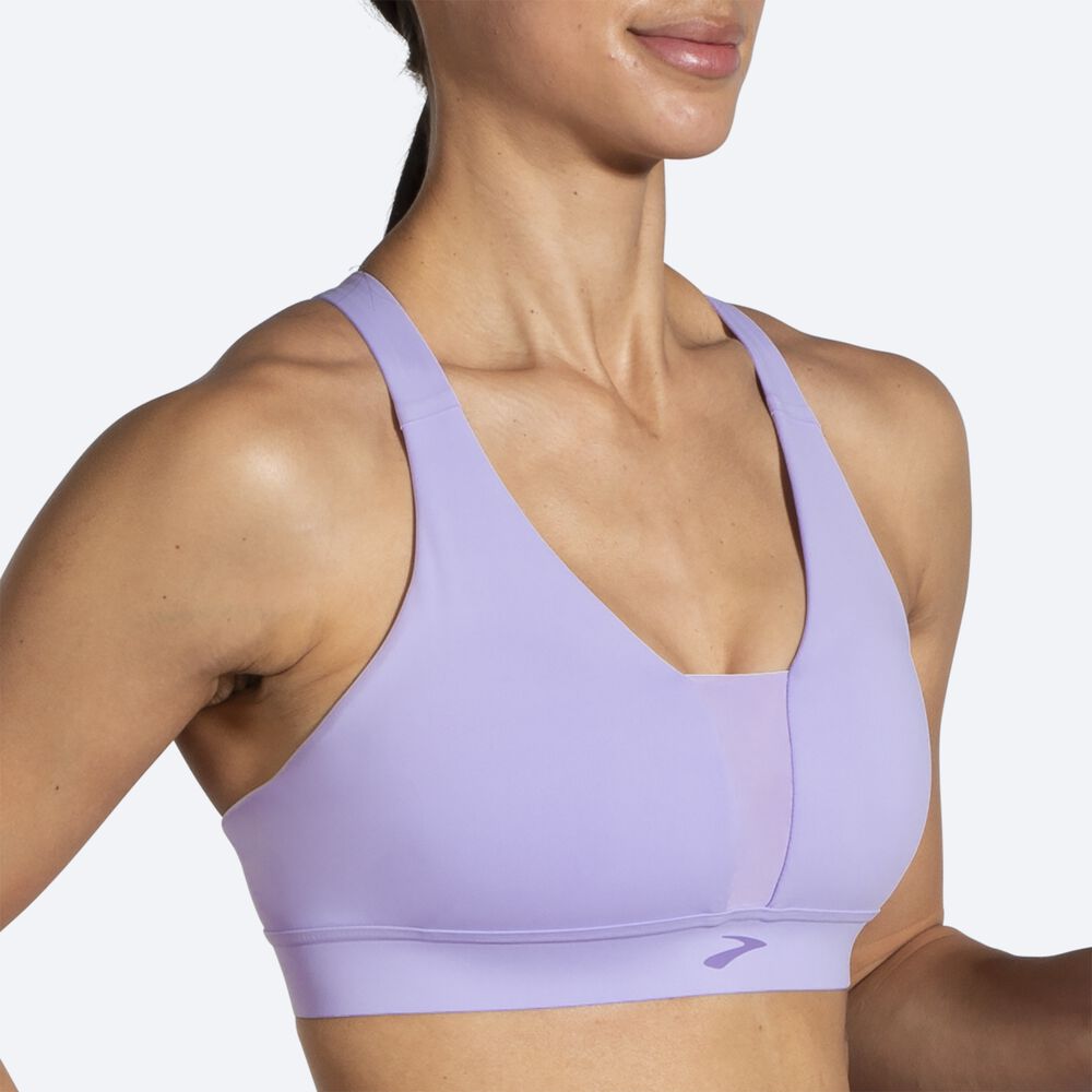 Brooks Drive Plunge Run Bra Női Sportmelltartó Lila Szürke | HU175802