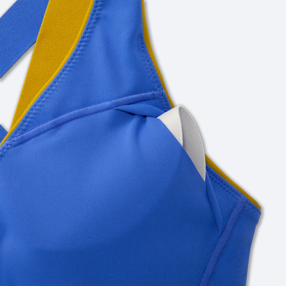 Brooks Drive Plunge Run Bra Női Sportmelltartó Arany/Kék | HU675804