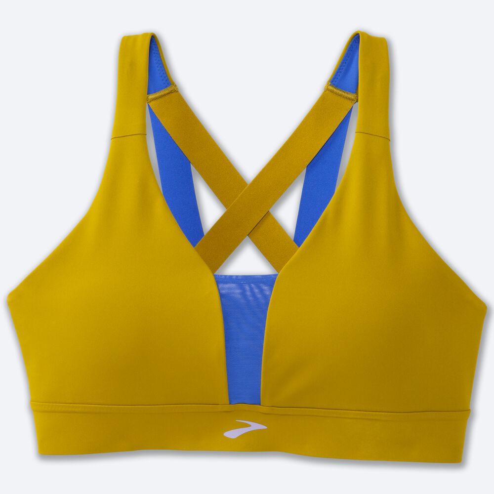 Brooks Drive Plunge Run Bra Női Sportmelltartó Arany/Kék | HU675804