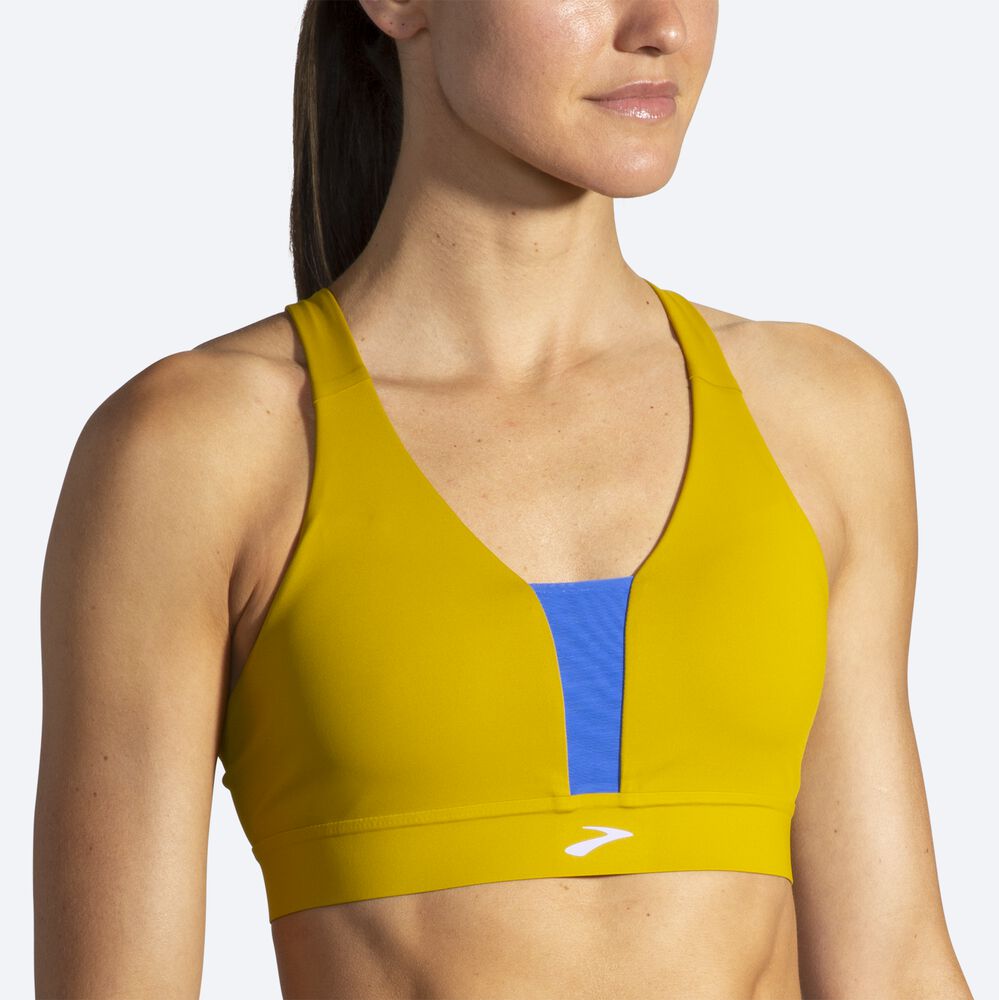 Brooks Drive Plunge Run Bra Női Sportmelltartó Arany/Kék | HU675804