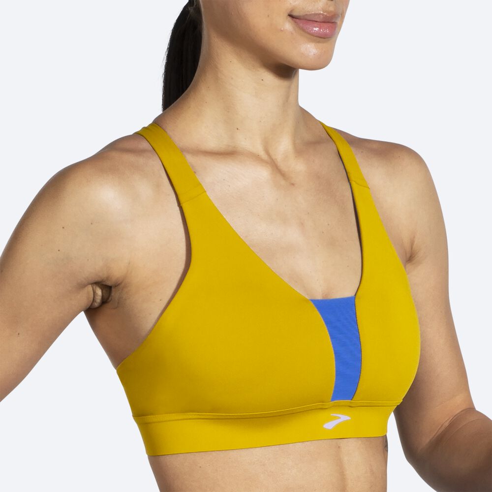 Brooks Drive Plunge Run Bra Női Sportmelltartó Arany/Kék | HU675804