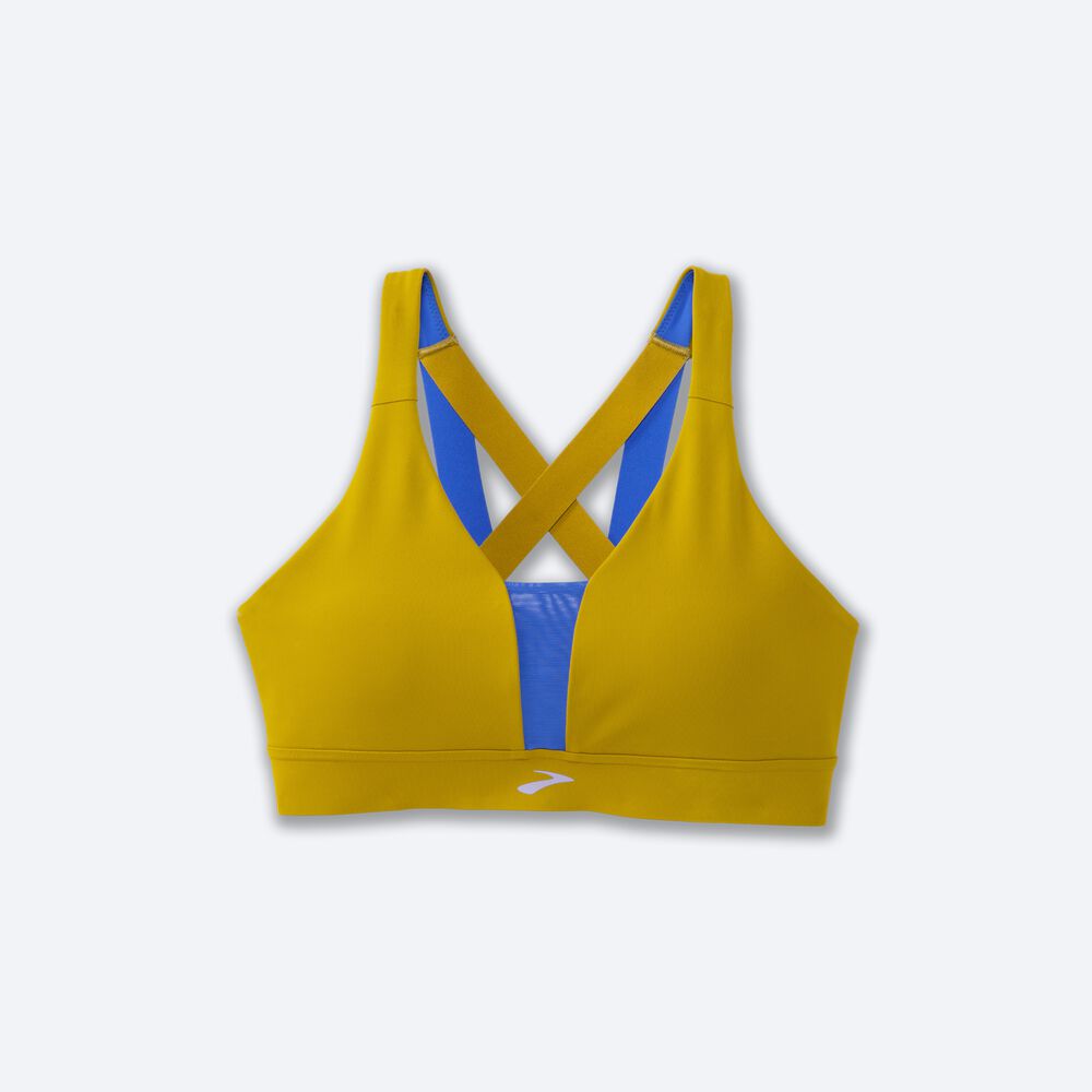 Brooks Drive Plunge Run Bra Női Sportmelltartó Arany/Kék | HU675804