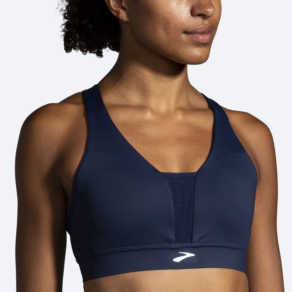 Brooks Drive Plunge Run Bra Női Sportmelltartó Sötétkék/Kék/Olivazöld | HU965870