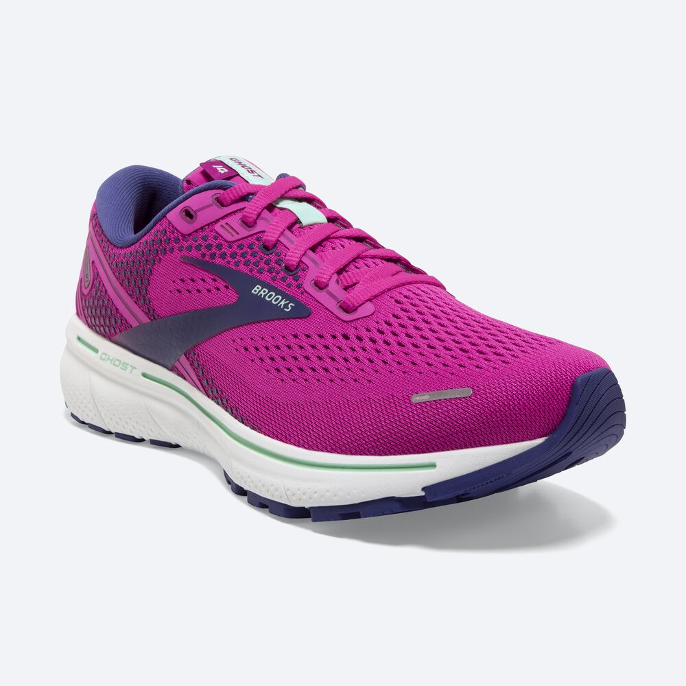 Brooks Ghost 14 Női Futócipő Rózsaszín/Zöld/Sötétkék | HU528076