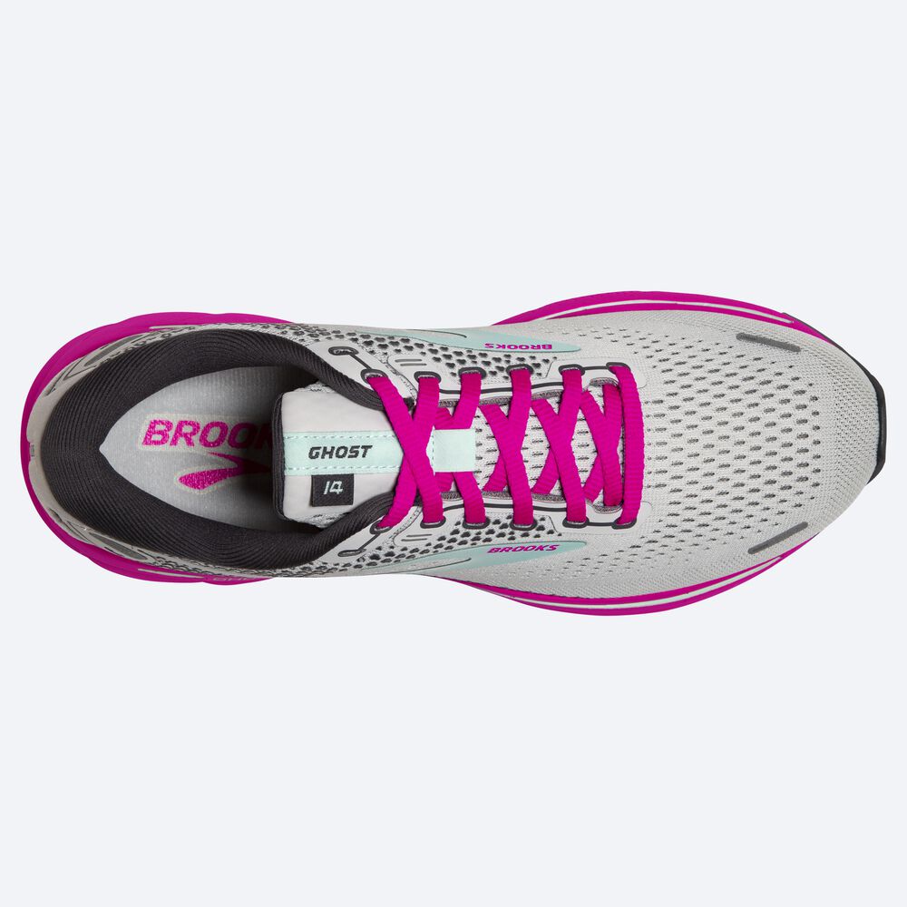 Brooks Ghost 14 Női Futócipő Szürke/Zöld/Rózsaszín | HU320546