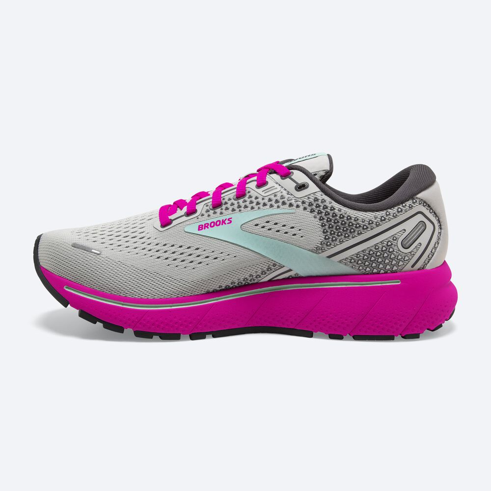 Brooks Ghost 14 Női Futócipő Szürke/Zöld/Rózsaszín | HU320546