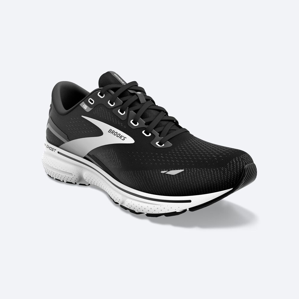 Brooks Ghost 15 Férfi Futócipő Fekete/Fehér | HU203789