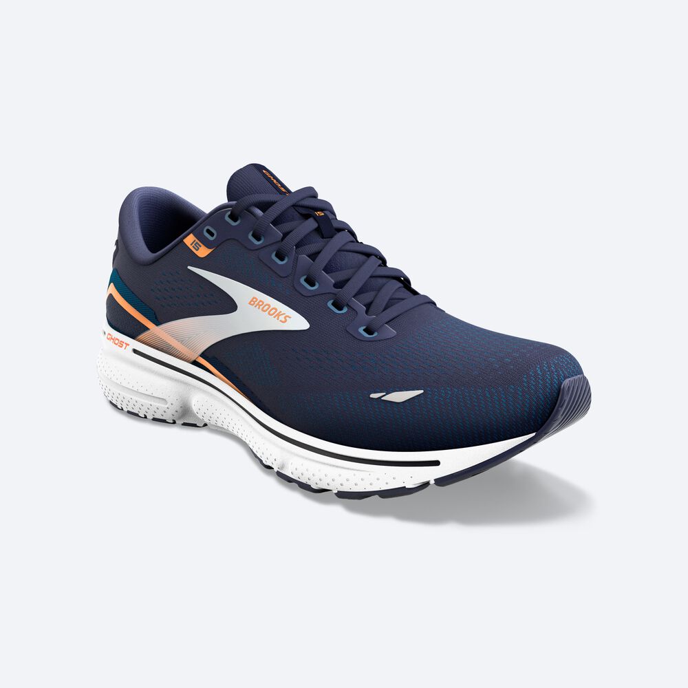 Brooks Ghost 15 Férfi Futócipő Sötétkék/Kék/Narancssárga | HU431725